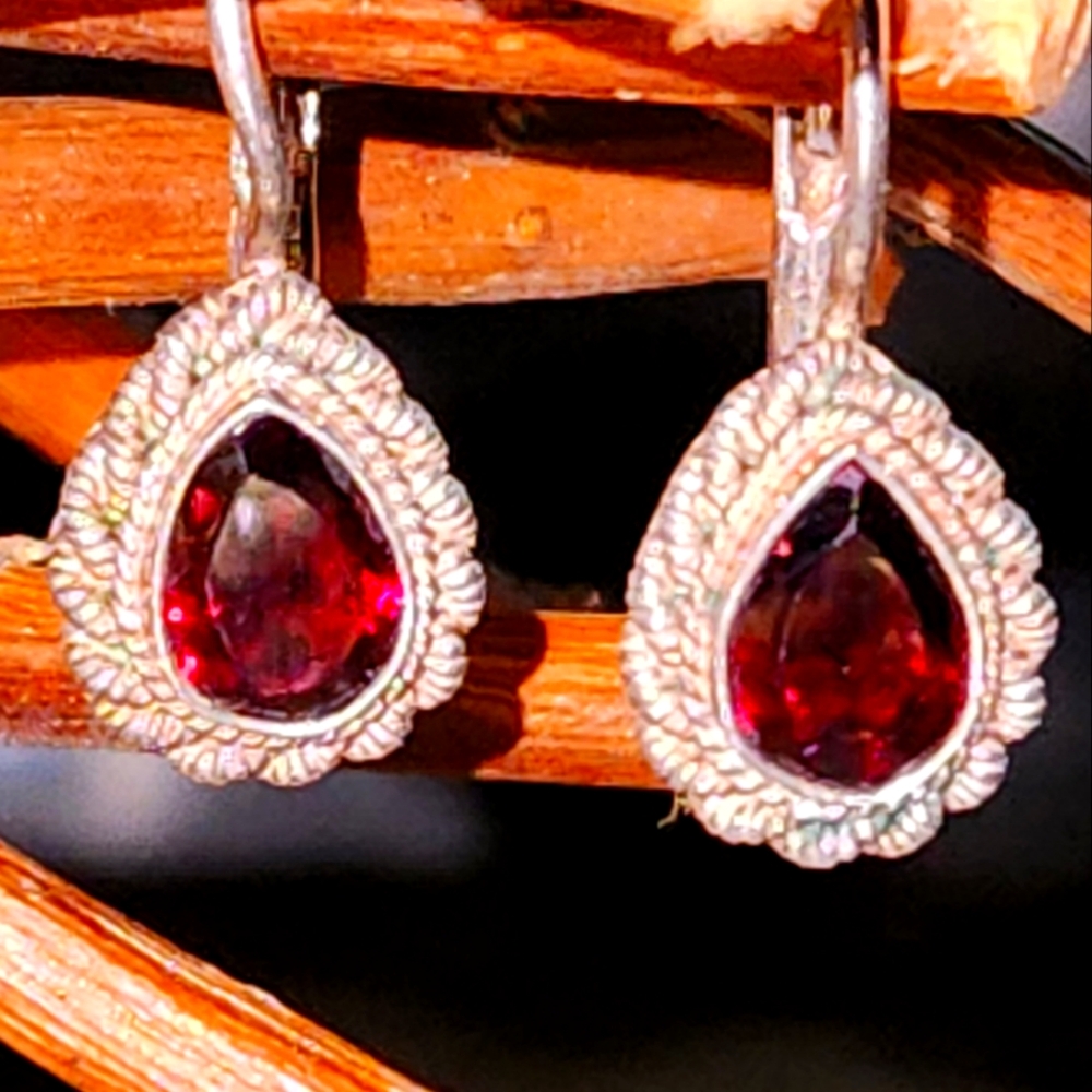 Vintage Sterling Silver Garnet Earrings